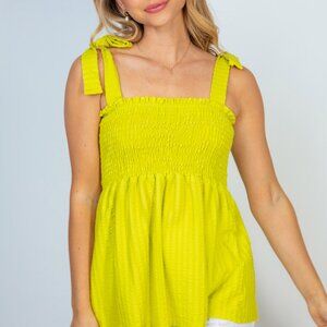ELECTRIC LIME BABYDOLL TOP (PLUS SIZE)